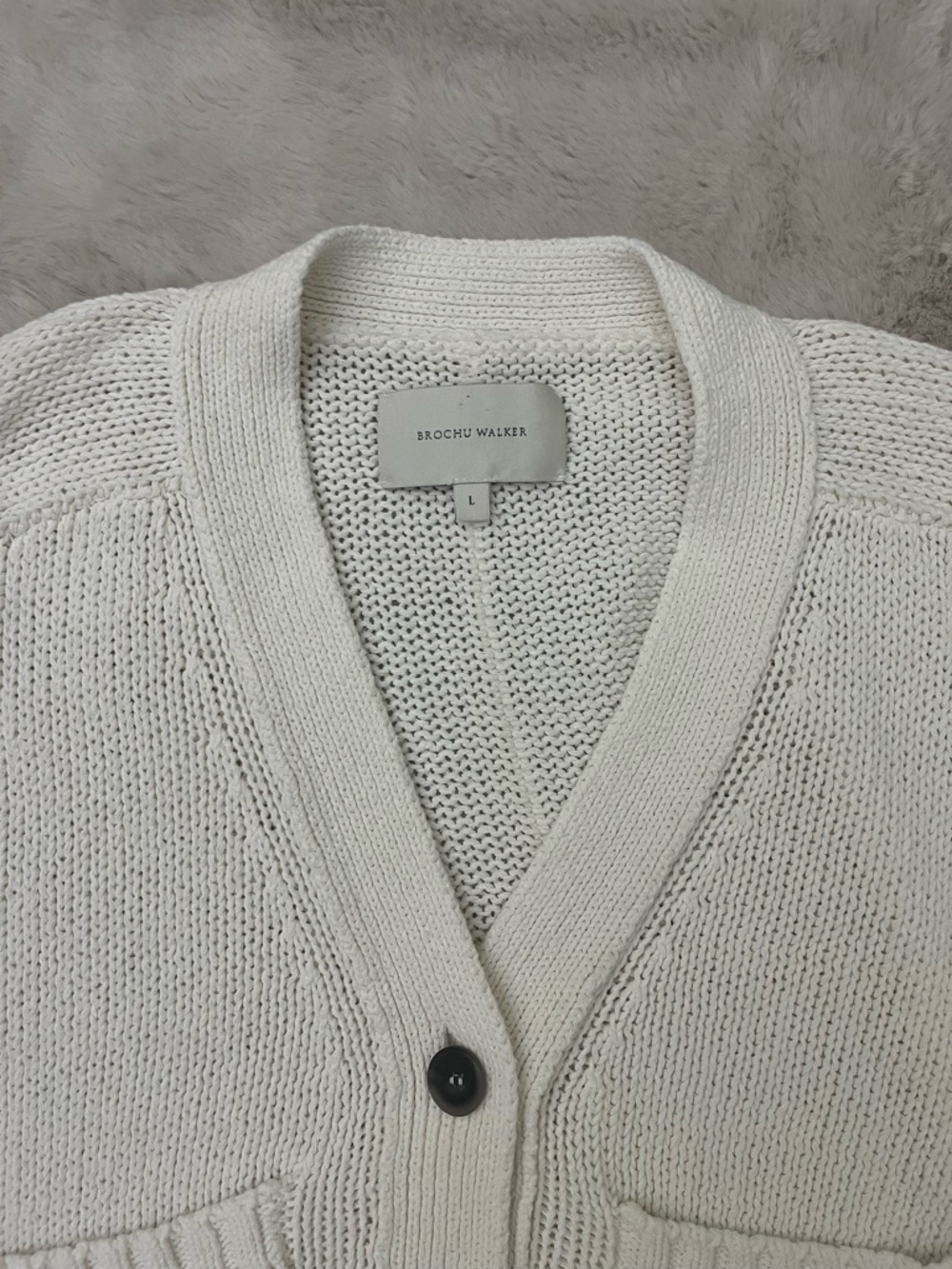 Brochu Walker Linen Blend Cropped Cardigan Salt White Size Large - Picture 4 of 9